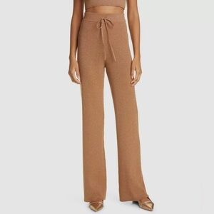 A.L.C. Quentin Toffee & Rose Gold Glitter Metallic Ribbed Trousers NWT  Sz M